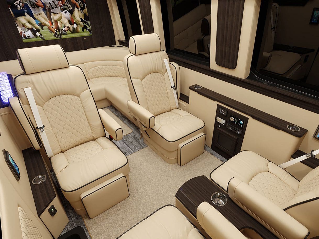 luxurious cabin in sprinter limo