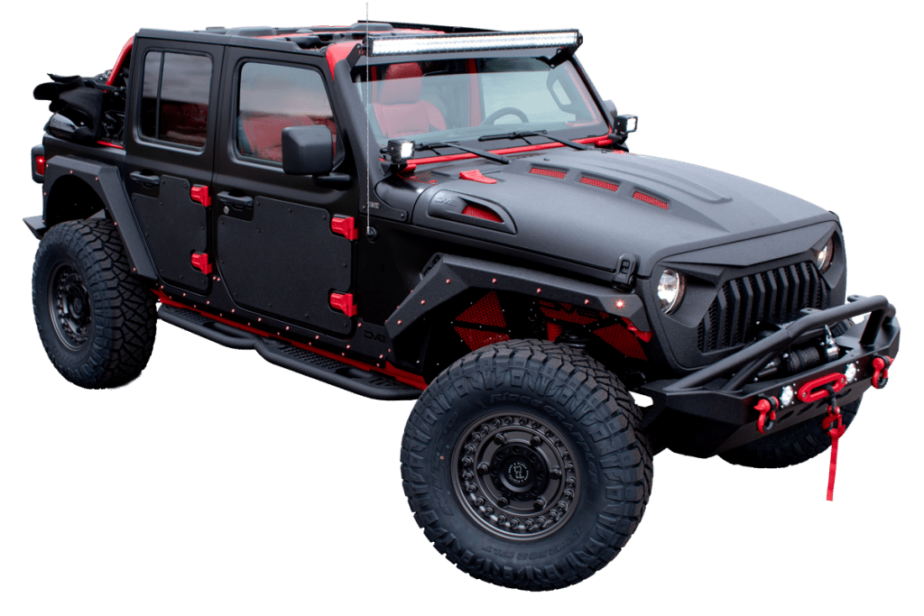 custom jeep, front right angle