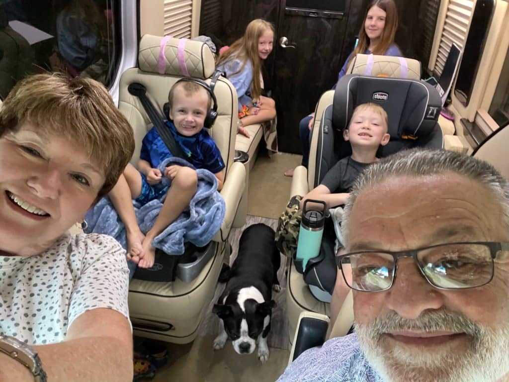 taking the grandkids on a trip in our custom mercedes van